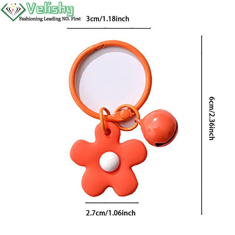 1PC Open Ring Buckle Keychain Key Ring With Flower Bells Pendant For Metal DIY Jewelry Making Key Chain Bag Pendant Accessories