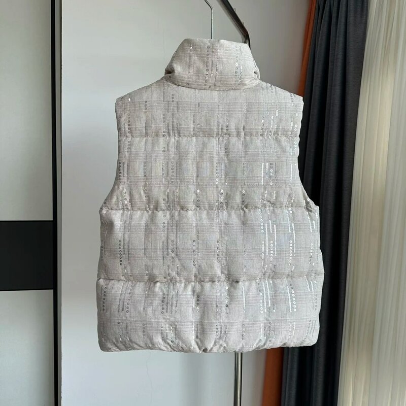 Jaqueta de lantejoulas feminina, Colete, Roupa de inverno, Novo
