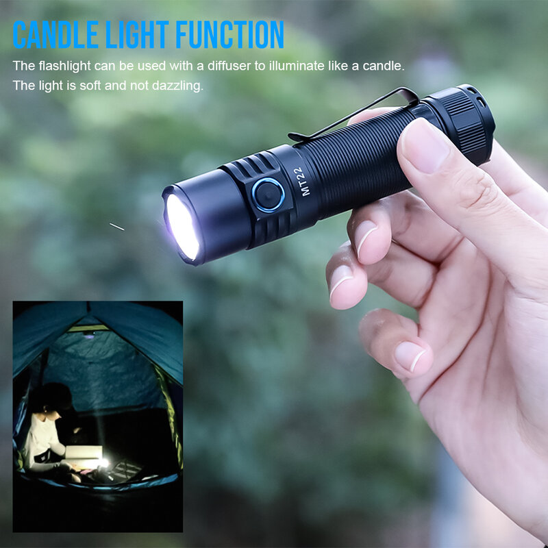 Olla fire-Lampe de poche aste EDC LED MT22, torche de charge USB de type C injuste, lampe de travail 2250, fonction de banque d'alimentation, 18650 lumens