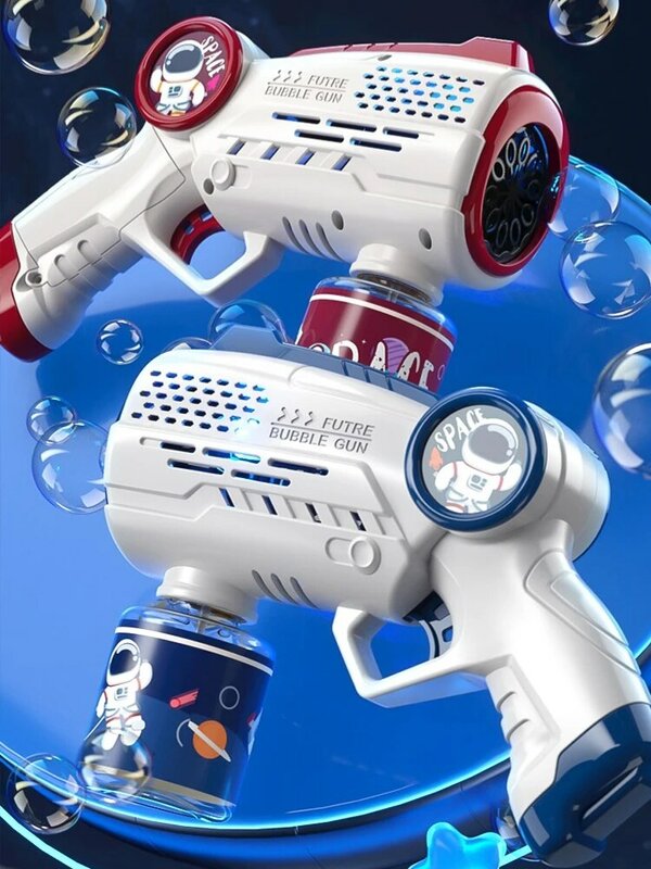 Astronot mesin gelembung cahaya otomatis elektrik, mainan fantasi permainan luar ruangan mandi pantai musim panas, mesin gelembung otomatis untuk hadiah anak-anak