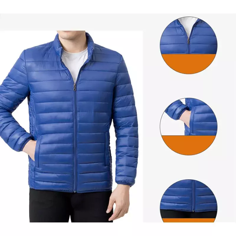 Jaket untuk pria baru musim gugur musim dingin cahaya bawah katun mantel ukuran besar berkerudung besar ultra-tipis ringan jaket ramping pemuda