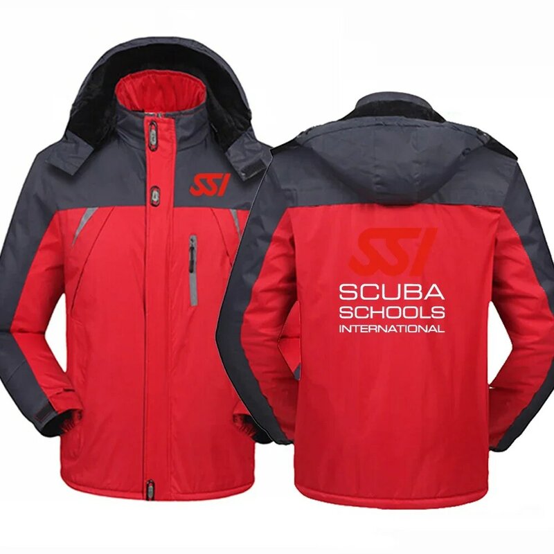 2024 nuova moda uomo Scuba Diving Dive SSI stampa inverno caldo addensare cotone tuta da alpinismo giacca a vento con cappuccio cappotto