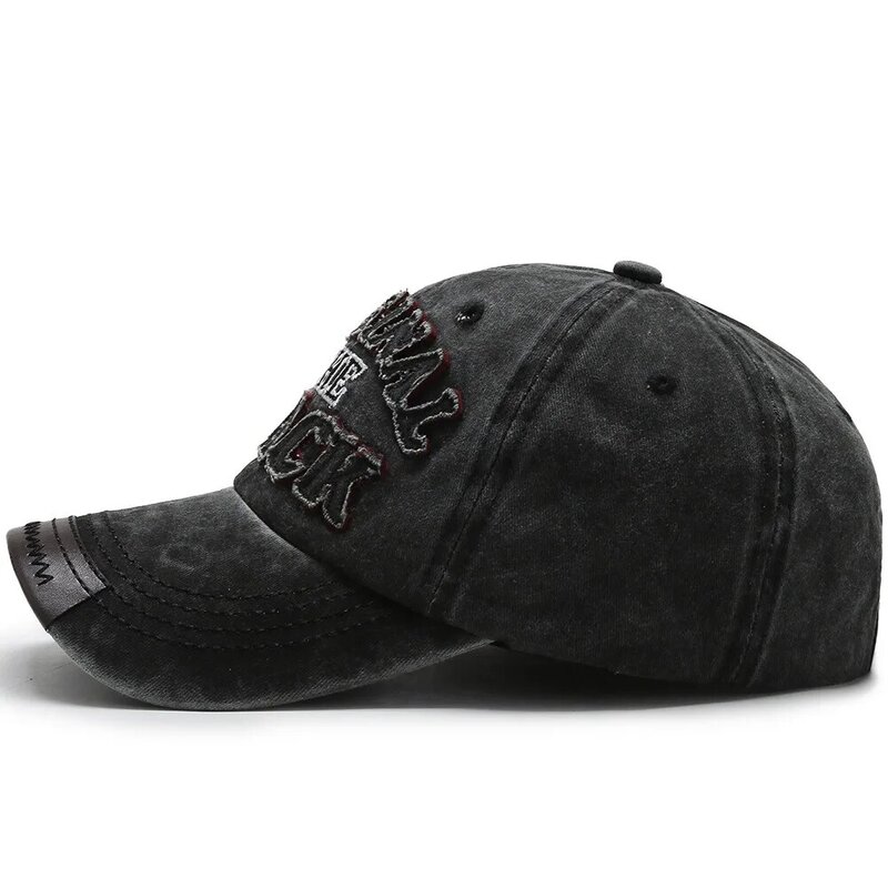Gorra de béisbol Retro lavada para hombre y mujer, gorra ajustada con Cierre trasero, informal, con letras, color negro, nueva
