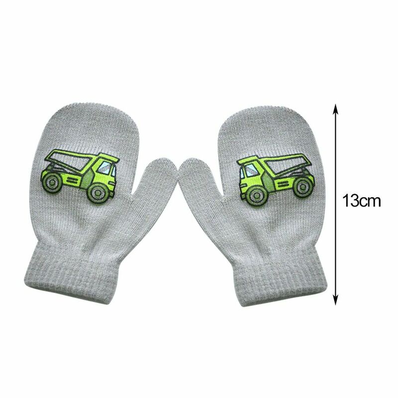 Mitaines à motif de voiture d'ingénierie pour garçons et filles, optique, doigt complet, gants chauds, mignons, 2 paires
