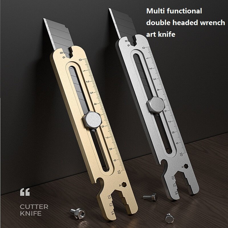 4-in-1 Utility Knife, All-steel Thickened 18mm Retractable Wallpaper Cutter, Multifunctional Waterproof Rust Proof Rugged Tools