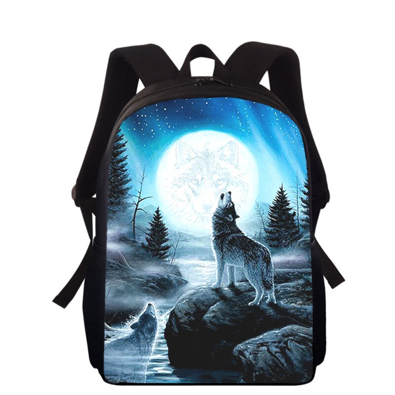 fierce Wolf 16" 3D Print Kids Backpack Primary School Bags for Boys Girls Back Pack Students School Book Bags