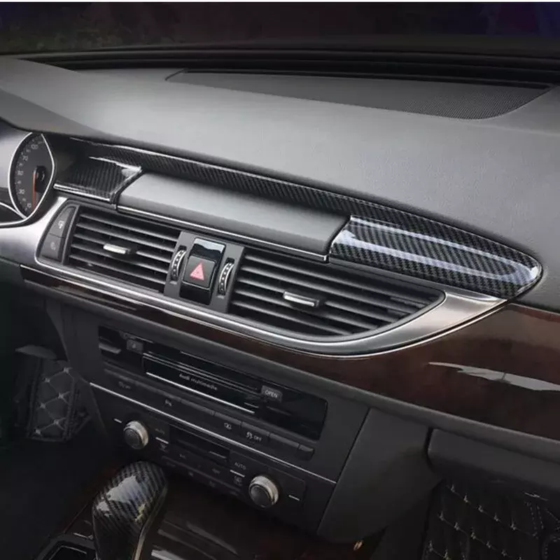 車のコンソールギアシフトパネルトリムストリップアウディA6 C7 2012-2018インテリアアクセサリー炭素繊維カラースタイリング