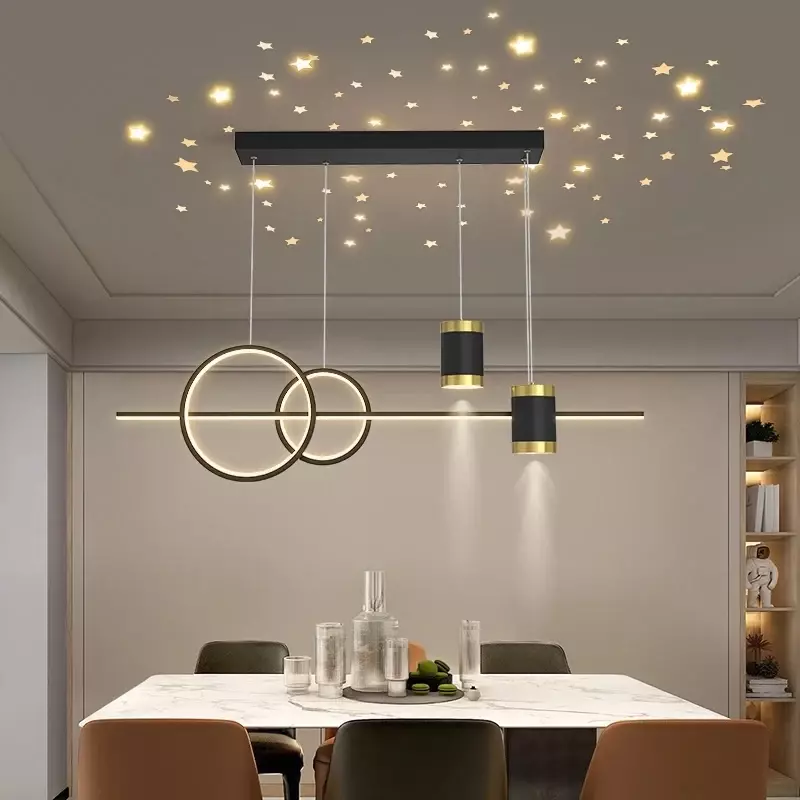 Modern New LED Pendant Lights Luxury Dining Room Lamp Gold Black Creative Starry Decoracion Kitchen Dining Table Bar Chandeliers