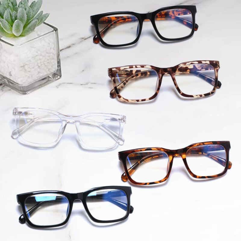 Turezing 5 Pack Fashion  Reading Glasses Spring Hinge Lightweight  Anti  Eyestrain/Glare  Men Women Diopter 0~600