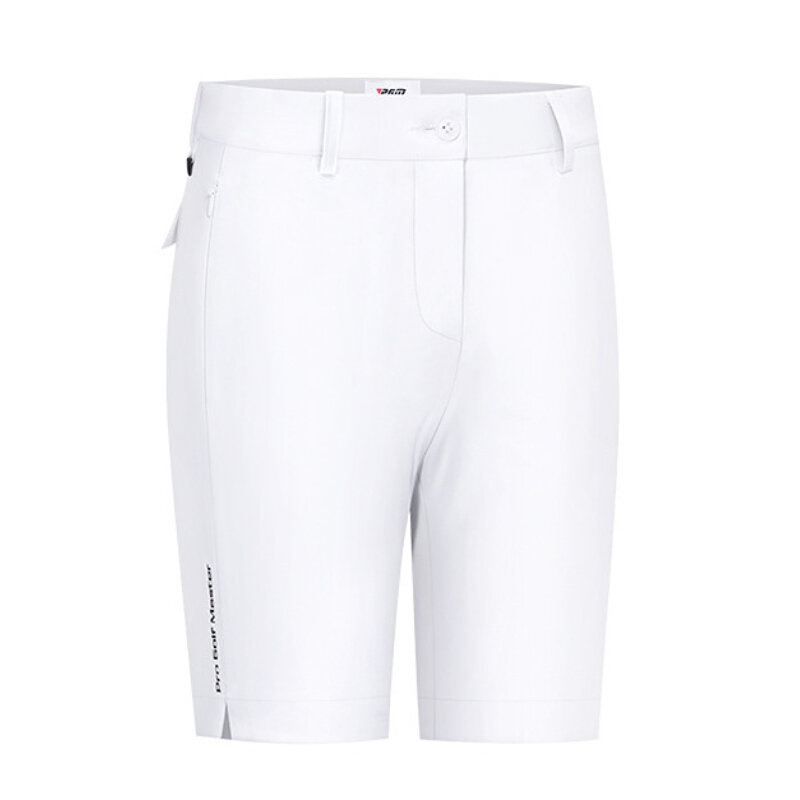 Pgm-shorts de golfe elásticos femininos, meia calça impermeável com bolso com zíper, roupas esportivas, tênis, kuz129