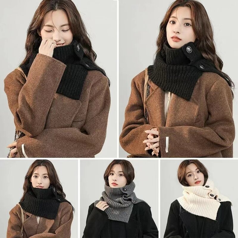 New Wool Containing Acrylic High Collar South Korean Version Versatile Warm Neck Guard False Collar