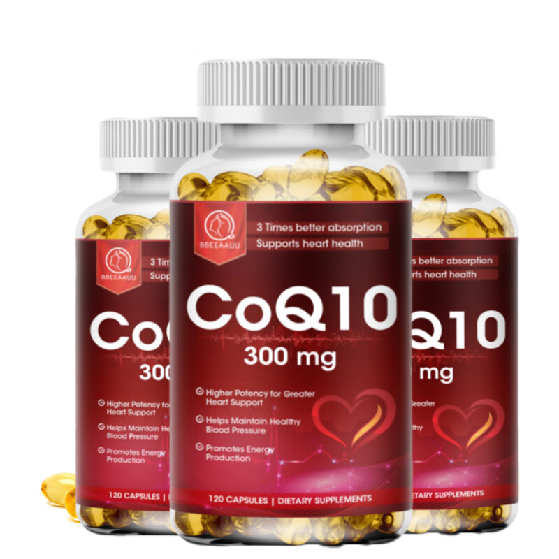 BBEEAAUU-Coenzyme COQ10 à absorption ultra élevée, 300mg, Organique, Vaisseaux sanguins, Santé cardiaque, Équilibre de la pression artérielle pour les personnes âgées