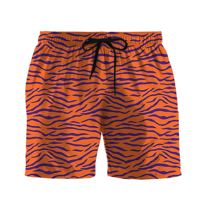 Short de plage imprimé animal 3D pour homme, maillot de bain de sport, peau de tigre, salle de bain, graphique zèbre, été, extérieur, rue cool