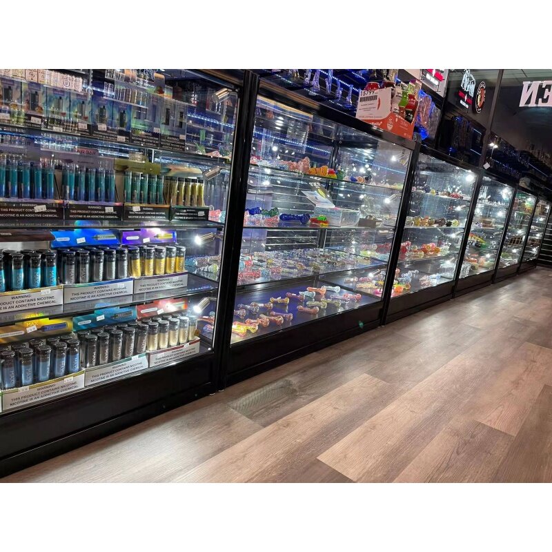Benutzer definierte, 48 ''LED Glas Theke Aluminium rahmen Rauch geschäft Vitrine für den Einzelhandel