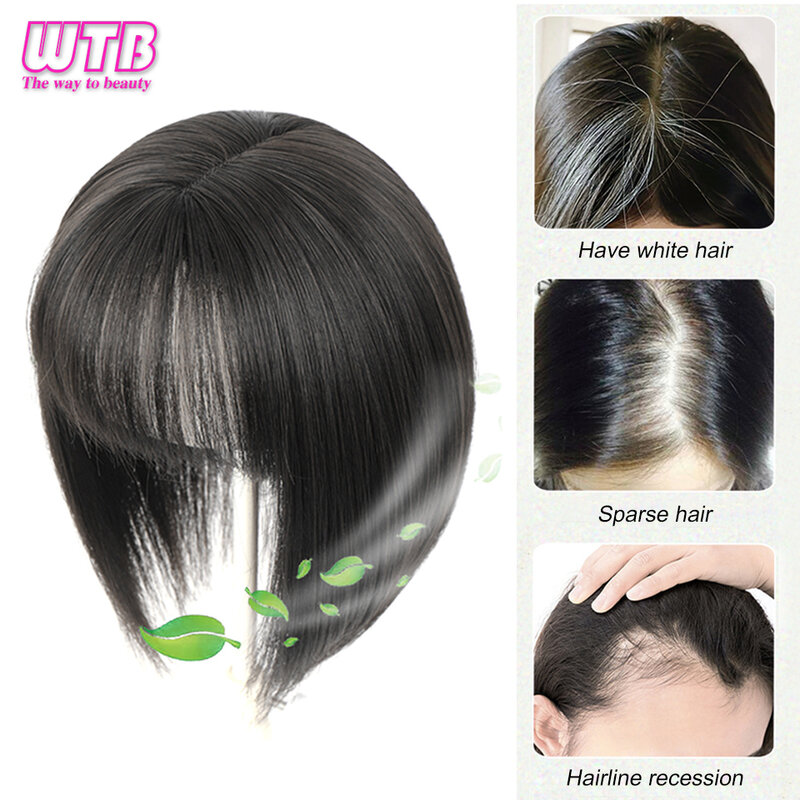 Wtb-女性の頭の再発行3Dエアバルーン合成かつら、フリンジ付きの髪の量を増やす、自然でリアル