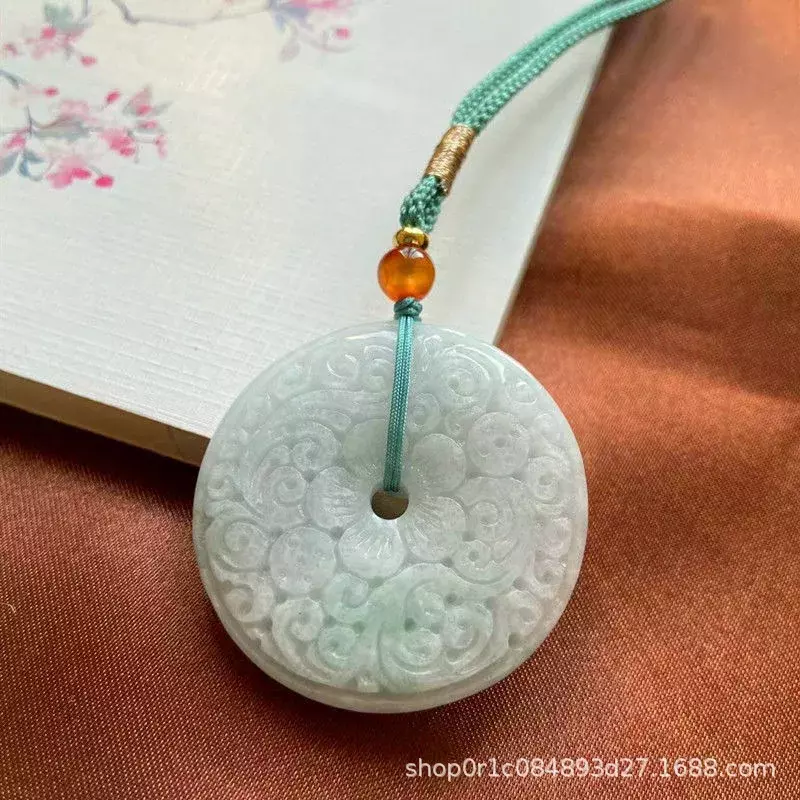A Level Jade Flower Pendant, Bloom e riqueza fivela de segurança