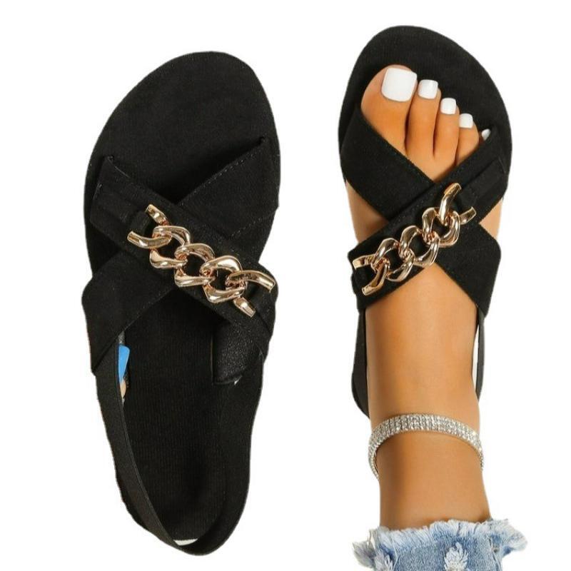 2024 nuovi sandali con plateau da donna in metallo decorativo piatto aumento Outdoor Casual donna Sandalias scarpe da spiaggia di alta qualità da donna