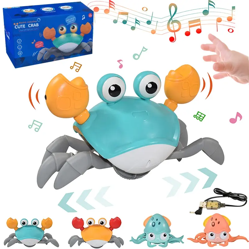 Jouet musical électronique à induction pour enfants, crabe, poulpe, marche, animaux de compagnie, tout-petit, cadeau de Noël