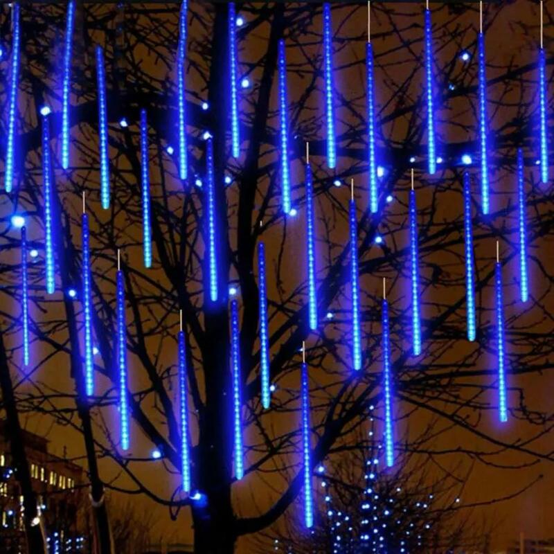 Luces Led de fiesta vibrantes para exteriores, luces de lluvia de meteoritos, 8 piezas, de alto brillo, carámbanos de ahorro de energía para Navidad impermeables