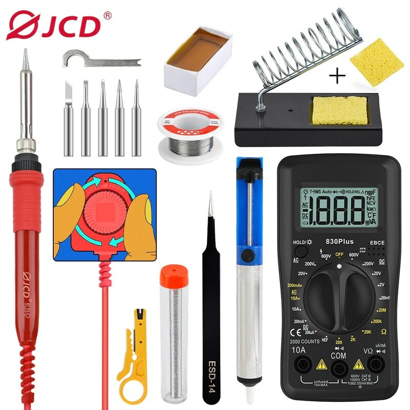 JCD-Kit de soldador ADJ99, 60W, 110V/220V, perilla grande, fácil temperatura ajustable para teléfono móvil, BGA IC, herramientas de soldadura de reparación