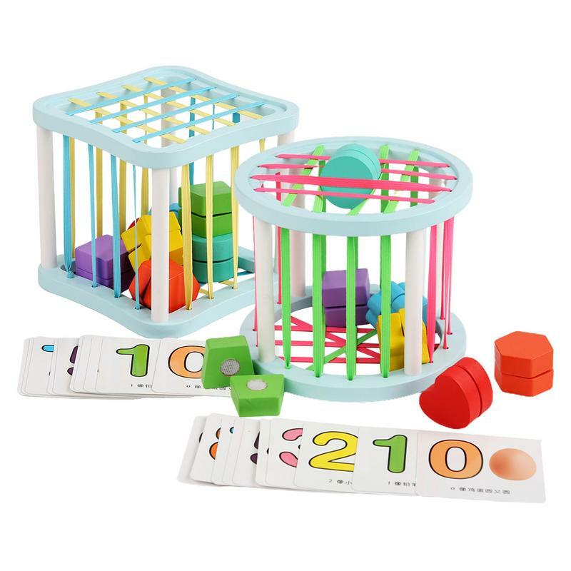 Cubo clasificador de forma Montessori, juguete de aprendizaje de colores apilables con 10 tarjetas de números, juguetes educativos Montessori para el hogar, preescolar