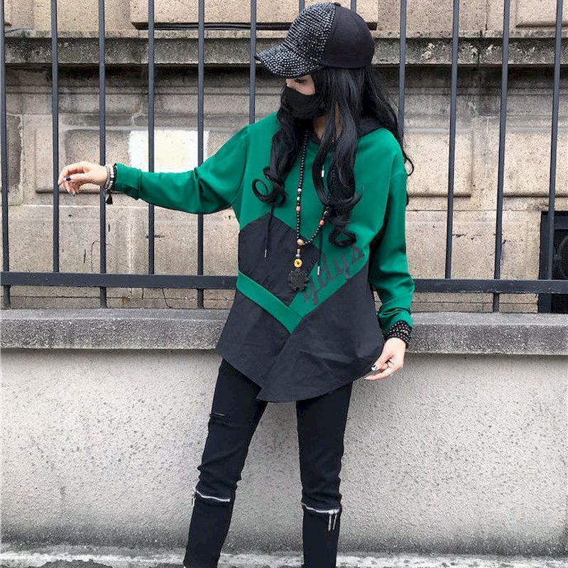 Unregelmäßigen Vintage Hoodie Frauen Mode Design Gefühl Patchwork Mit Kapuze Pullover Frühling Herbst Trend Lose Übergroßen Hoodie Y2k Top