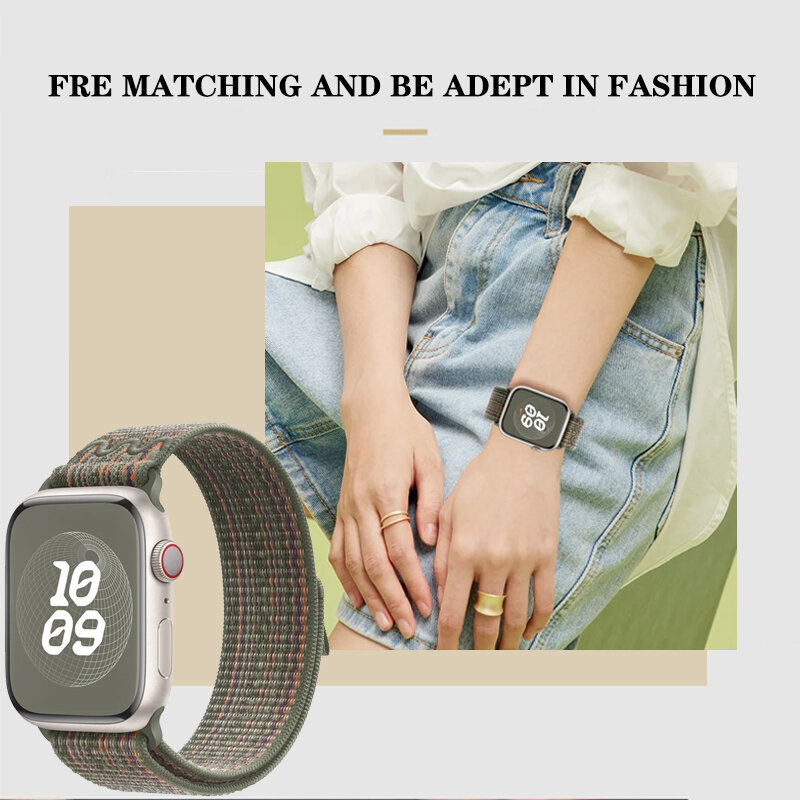 Tali nilon olahraga untuk Apple Watch, tali nilon olahraga untuk Apple Watch Ultra 2 1 49mm Seri 9 41mm 45mm Band Loop untuk iWatch 8 7 6 5 4 3 se 40mm 44mm 42mm gelang