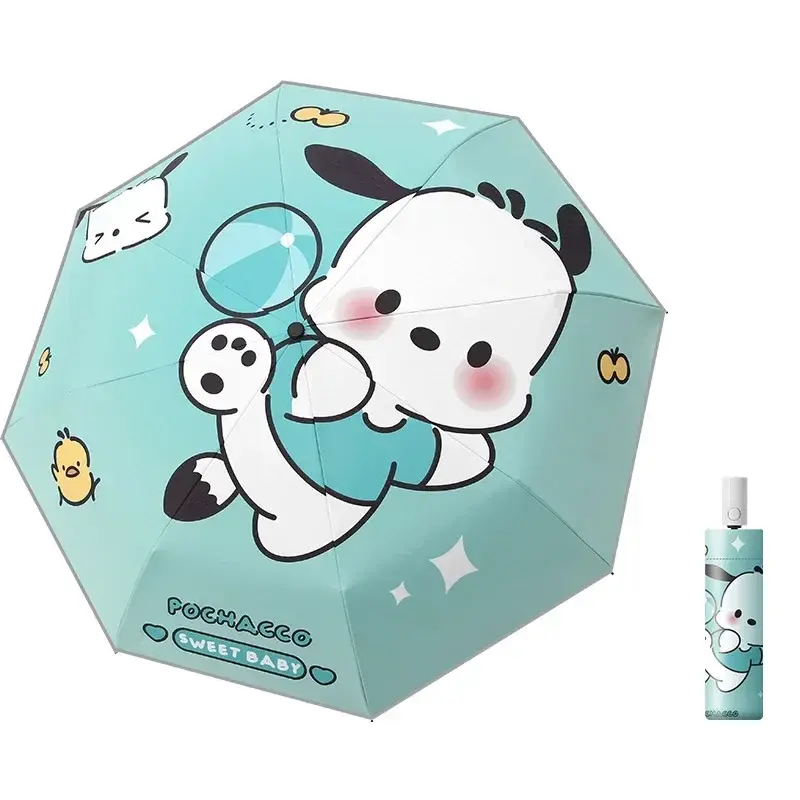 Sanrio Melody Yu Cinnamon-paraguas para niños, Serie de paraguas inverso, mango largo, seguridad automática, Anti-rebote, Linda protección solar duradera