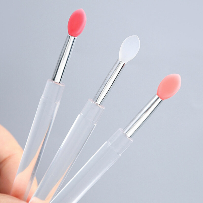 1Pcs Portable Silicone Lip Brush With Cover Soft Multifunctional Lip Balm Applicator Lipstick Lipgloss Makeup Brushes