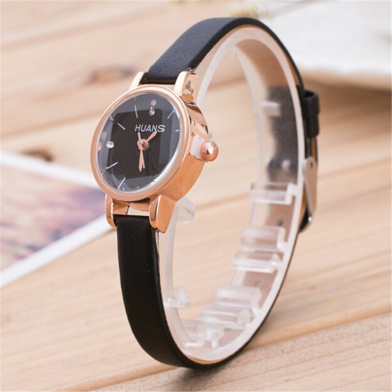 Reloj minimalista de cuarzo para mujer, pulsera de esfera Simple, correa de cuero, recuerdo de viaje, regalos de cumpleaños