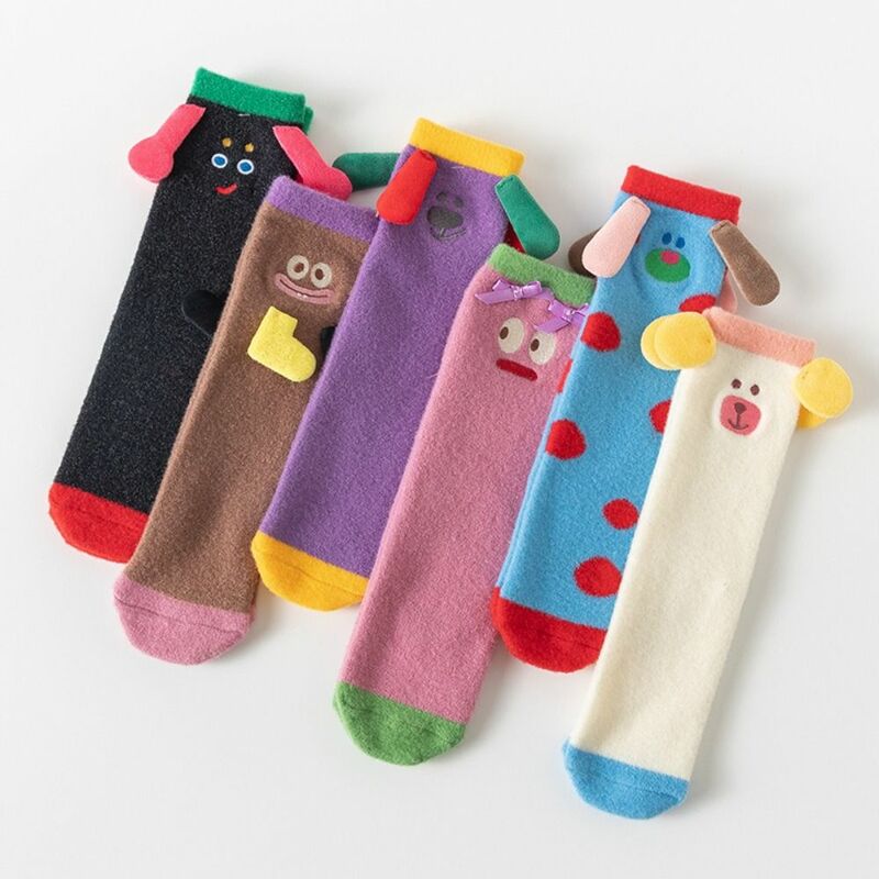 Warm Cartoon Plush Socks Winter Mid-tube Plush Coral Velvet Socks Breathable Thickened Sleeping Socks Women