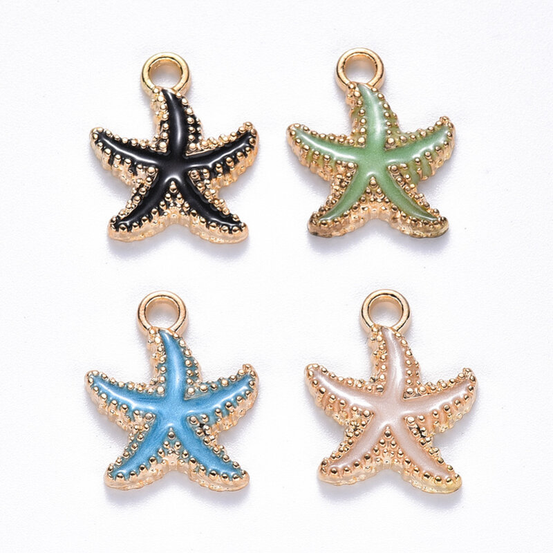100 buah liontin bintang laut Enamel Aloi jimat kehidupan laut untuk DIY anting-anting tema pantai musim panas persediaan pembuat perhiasan Supplies