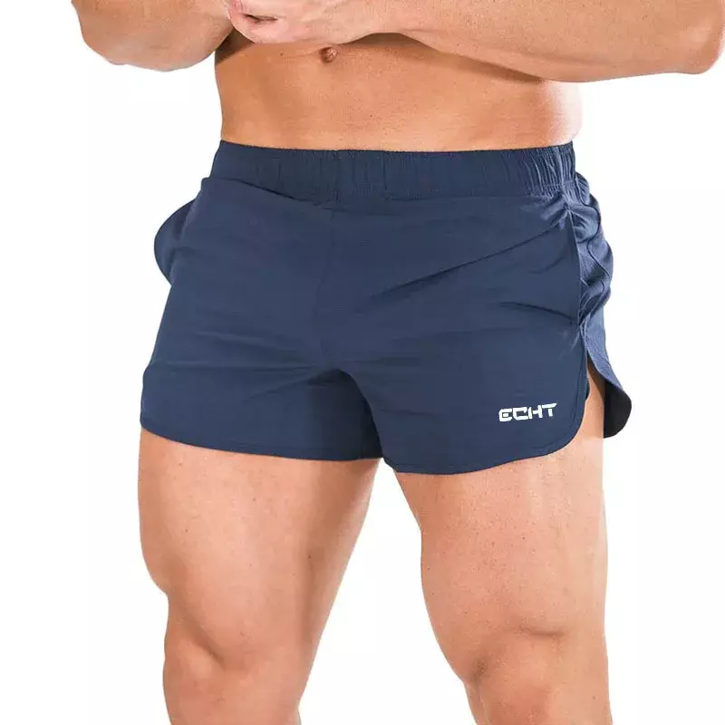 Calções esportivos masculinos de secagem rápida, calça de praia casual com três partes, ginástica para maratona, verão