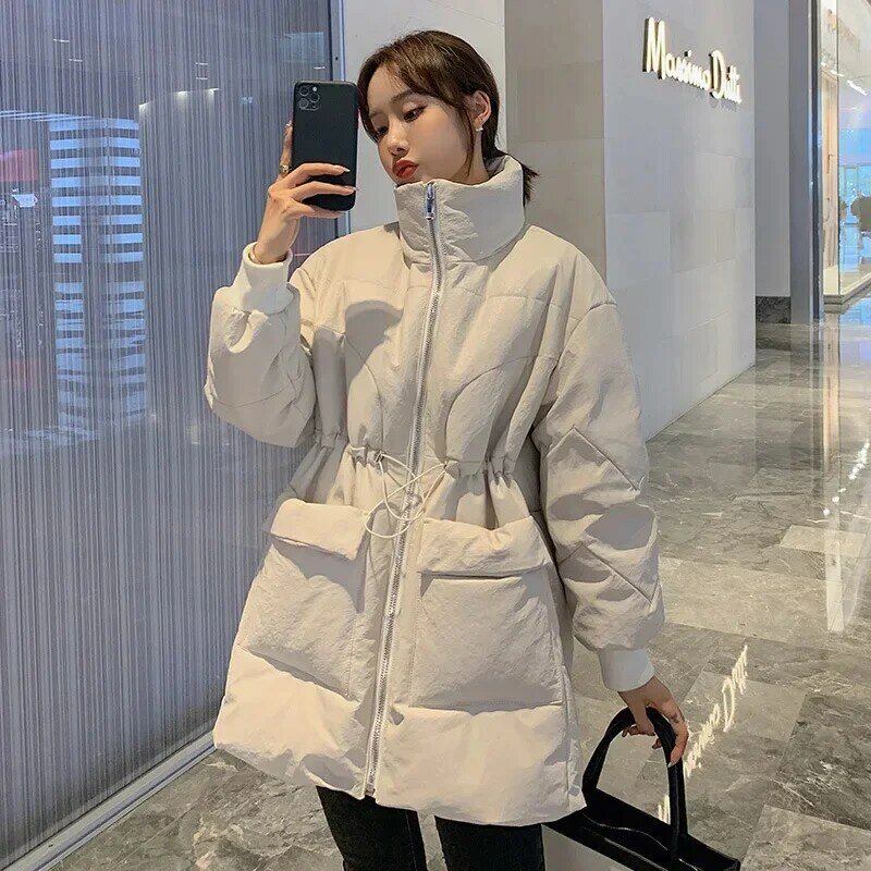Echt lederjacke Frauen Winter Daunen mantel natürliche Schaffell Mode koreanische Puffer Jacken für Frauen lose Stehkragen tragen