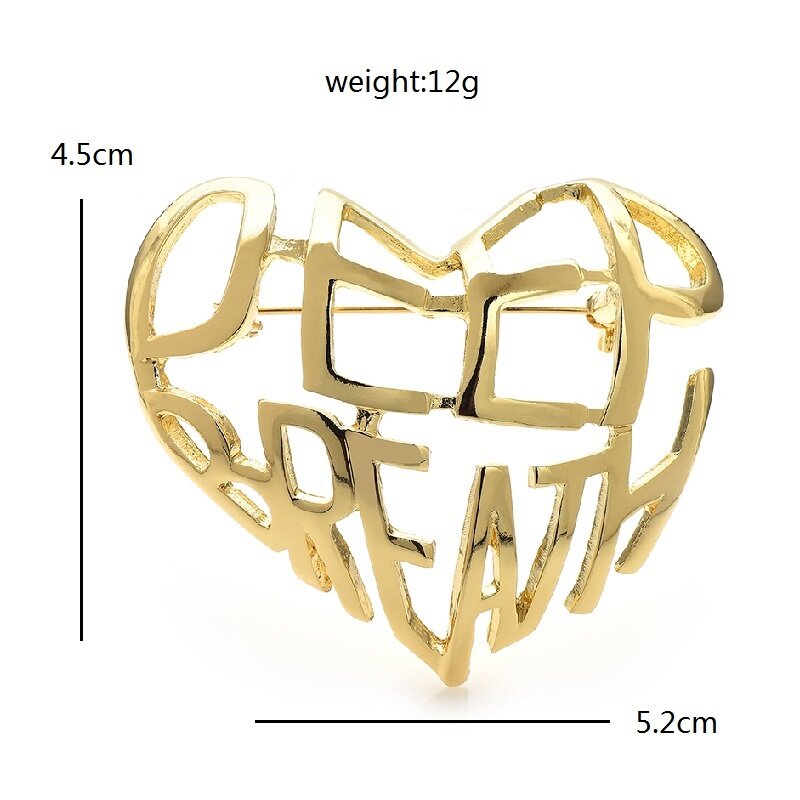 Wuli&baby Take Breath Heart Brooches For Women Unisex Design Hollow-out Design Love Party Office Brooch Pins Gifts