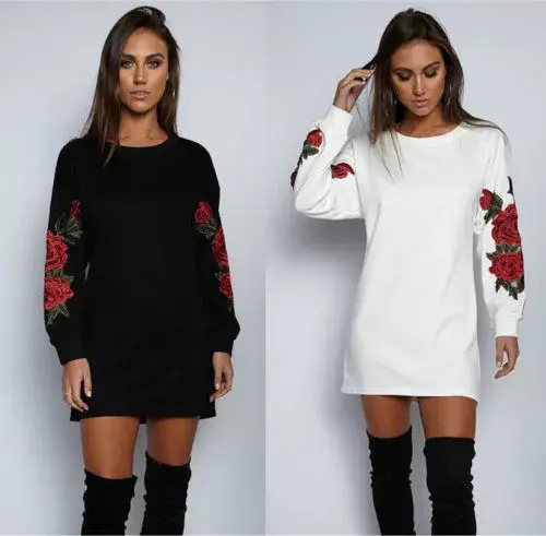 Women Floral Long Sleeve Pullover Ladies Casual O-Neck Tops Shirt for Spring and Fall Fashionable Style Female Tops