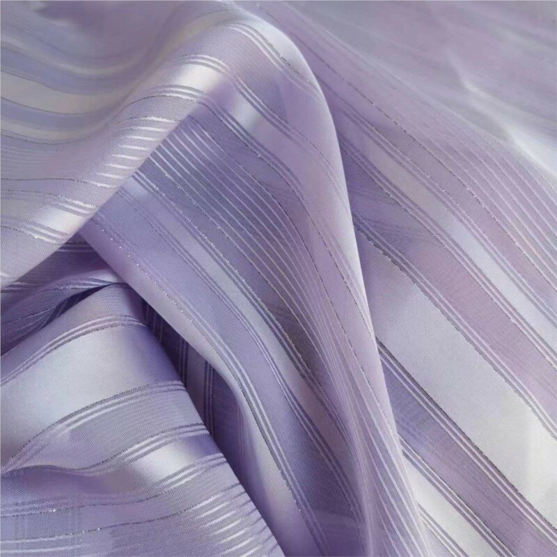 Silver Silk Beauty Strip Chiffon Fabric Diy Hand Sewing