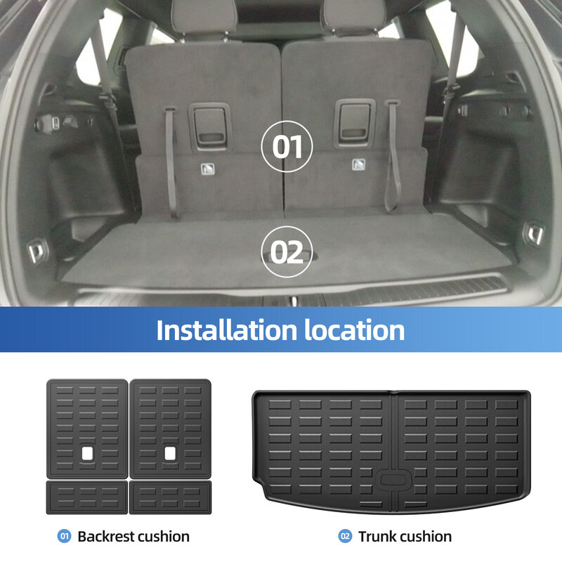 Tapis de sol de voiture 3D TPE, doublure de cargaison, coussin de coffre, magasins de conduite à main, adapté pour Jeep Grand TraffL (7 places) 2021-2024