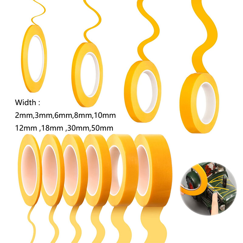 1pcs 2-50mm Yellow Masking Tape Adhesive Tape Textured Paper Car Paint Decoration Seamless Hand Tear Without Mark For Painting