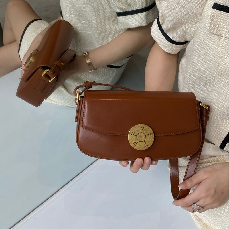 Petit sac carré en cuir véritable pour femme, sac à bandoulière Cirhide, style rétro, sac à anciers, nouveauté 2024