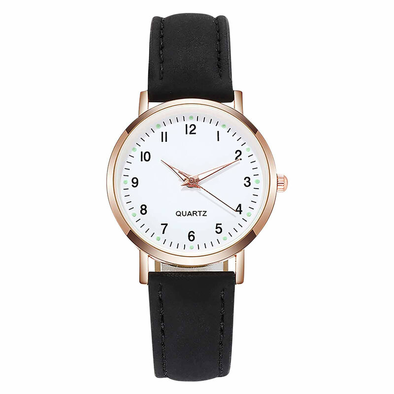 Светящиеся часы для женщин, модные повседневные часы с матовым кожаным ремешком, простые круглые Цифровые кварцевые наручные часы, женские часы