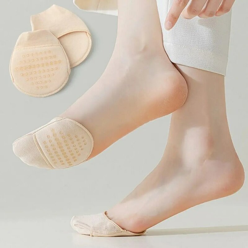 Silicon Forefoot Socks Breathable Invisible Elastic Half Feet Socks Soft Cotton Hosiery Women
