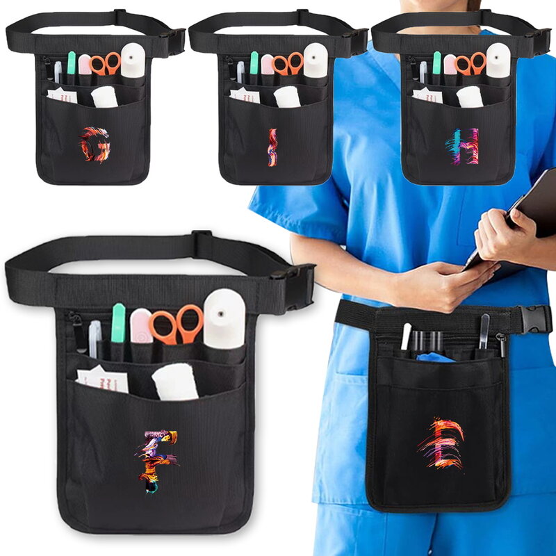 의료 용품 보관 간호사 가방, 의료 가방 벨트 정리함, 범용 멀티 포켓 작업 페인트 패턴 시리즈 허리 가방