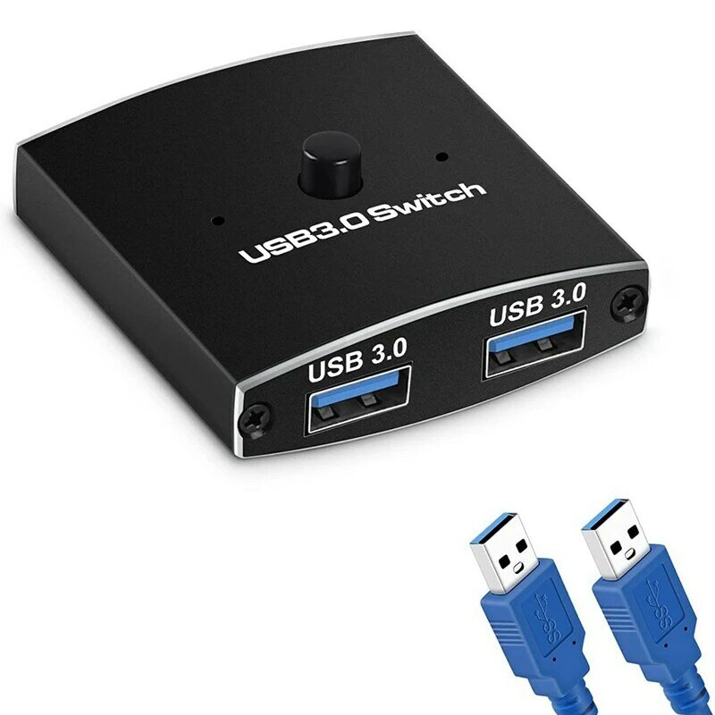 USB 3.0ตัวเลือกสวิตช์ KVM Switch 5Gbps 2 In 1 Out สวิทช์ USB USB 3.0 2-Way Sharer สำหรับเครื่องพิมพ์เมาส์คีย์บอร์ดแชร์