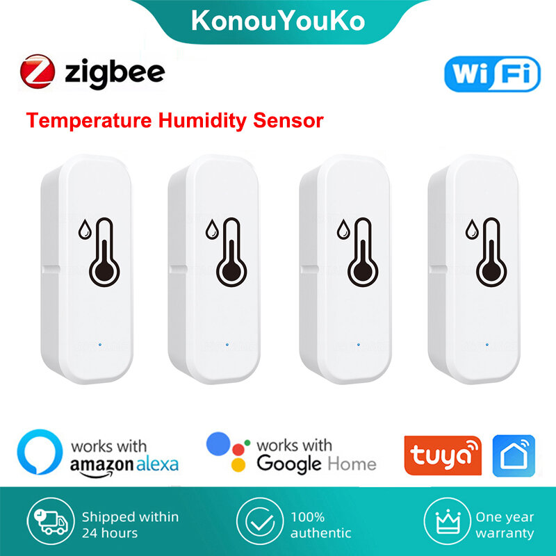 Zigbee Tuya termometer detektor temperatur, pengukur suhu Sensor kelembapan suhu pintar Wifi dengan kontrol aplikasi untuk Alexa Google rumah