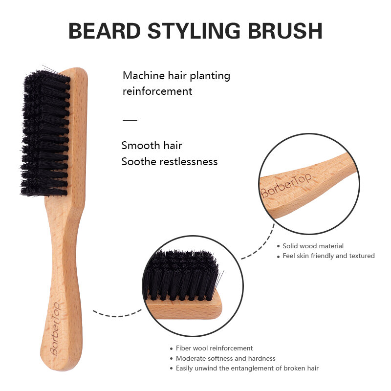 Men Styling Comb Beard Hair Brush Face Massage Shaving Comb Barber Anti-Knots Moustache Brush Wooden Combs