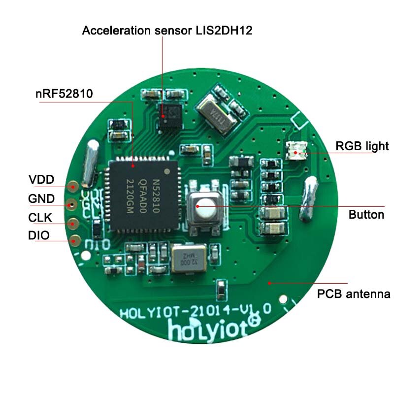 Holyiot-etiqueta de baliza Bluetooth NRF52810, Sensor de acelerómetro de 3 ejes, módulo BLE 5,0, baliza de posicionamiento interior Eddystone lbeacon