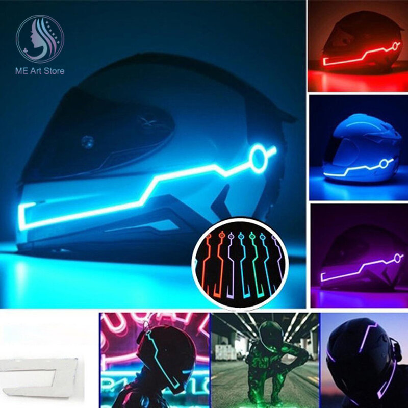 Luz Fluorescente 4 en 1 para casco de motocicleta, barra decorativa, tira de luz Led para señal de conducción, decoración para cubierta de casco DIY