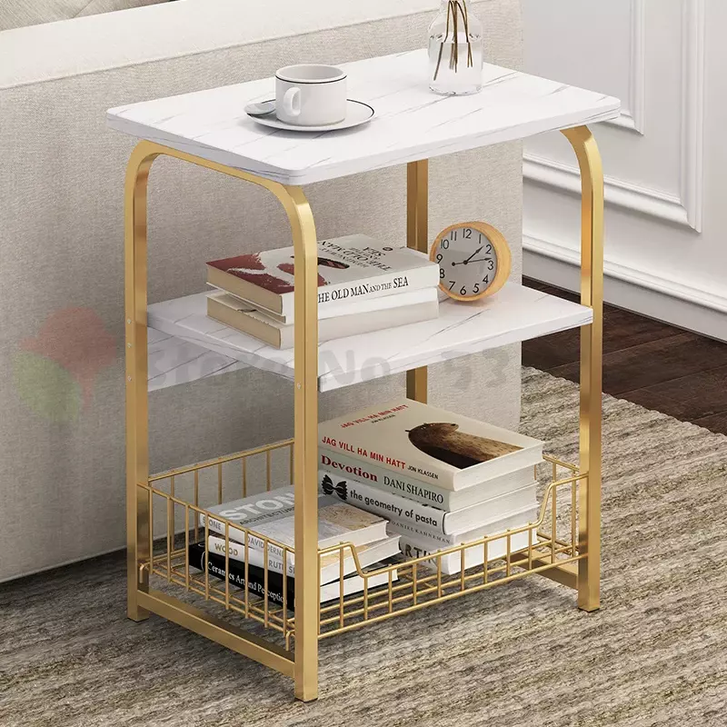 Eleganter hölzerner Tee Couch tisch Marmor Magazin Regal quadratischer Beistell tisch für Wohnzimmer Schlafzimmer Büromöbel