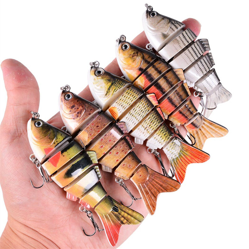 1PCS 10cm/15.5g Plastic Luya Bait Fishing Lures Artificial Multi 7 Sections Hard Bait Trolling Pike Carp Fish Tools Accessories